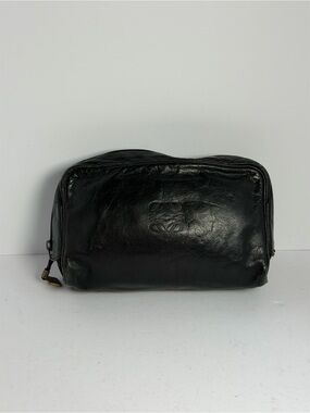 Vintage Loewe Anagram Madrid Black Leather Clutch Bag